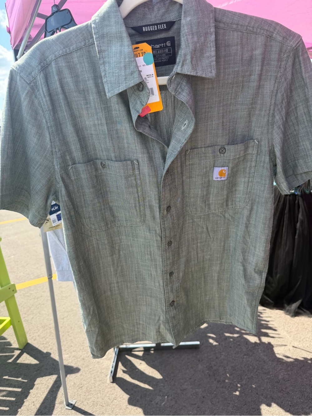 Carhartt Men’s Short Sleeve Button-Down Shirt - Olive Gray